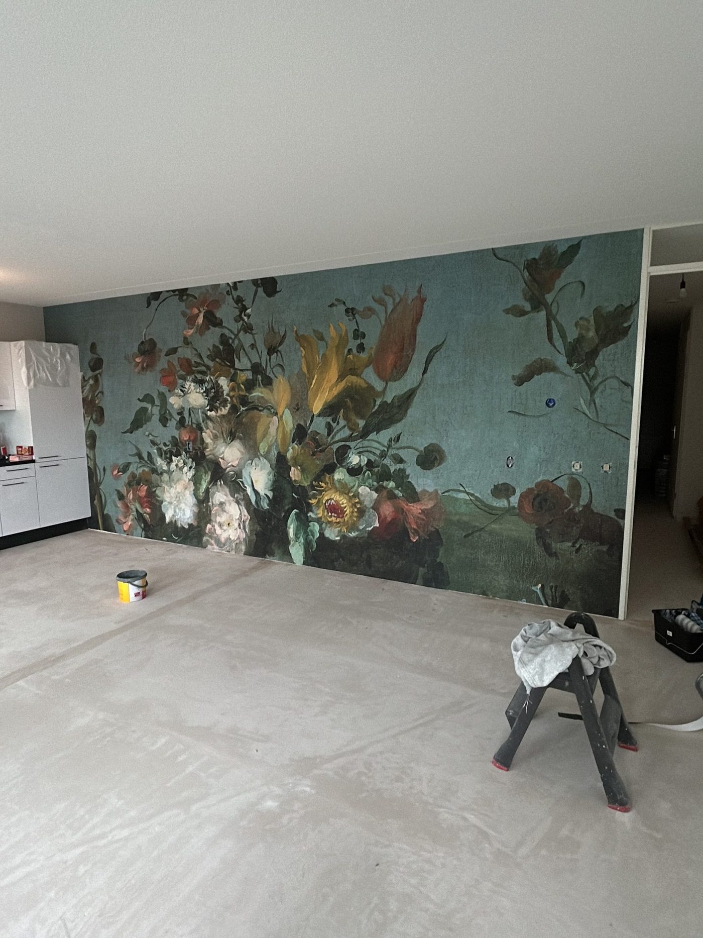 Botanische muurschildering, Woonkamer
